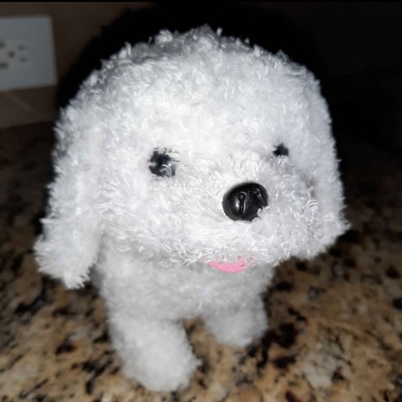 Other - White stuffed Toy Puppy Dog 8x7x5" Barks Runs Requires Batteries NEW